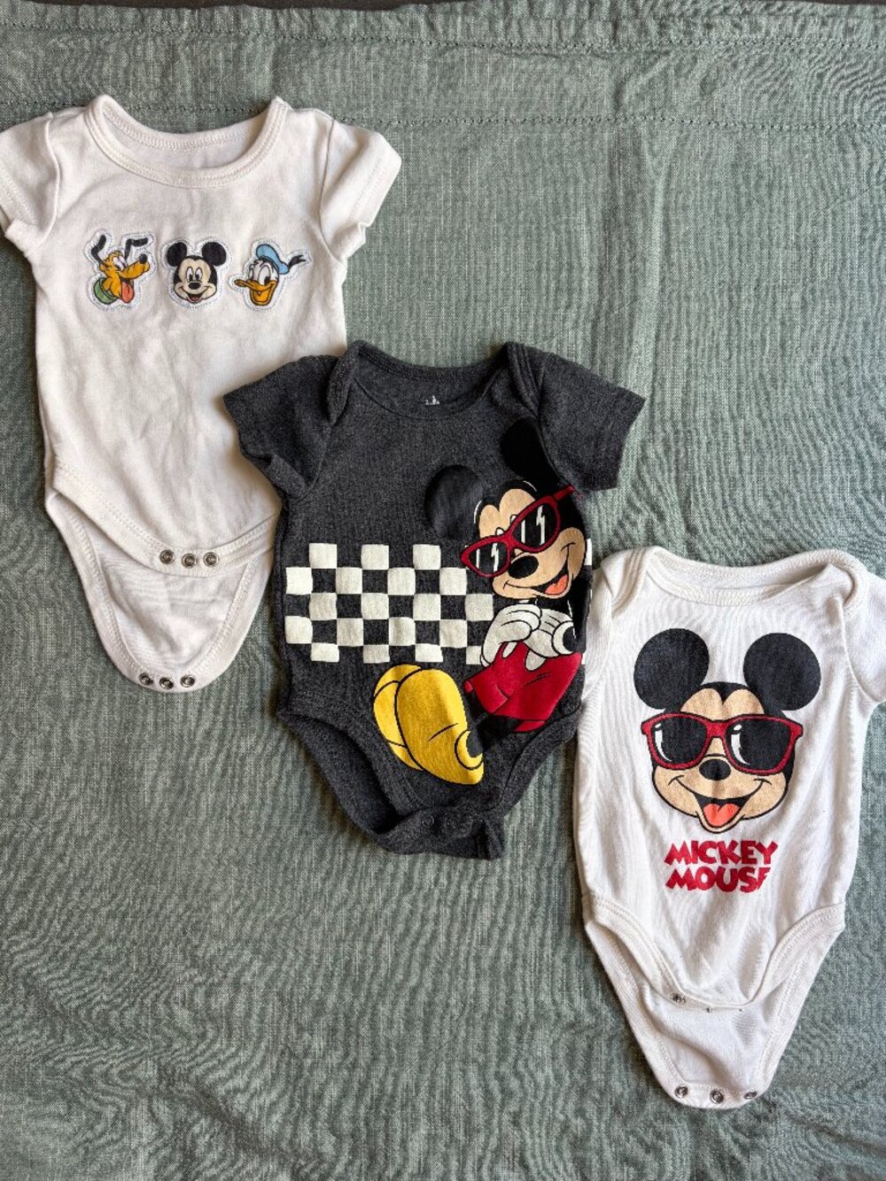 3-Piece Cool Mickey Short Sleeve Onesies 0-3m